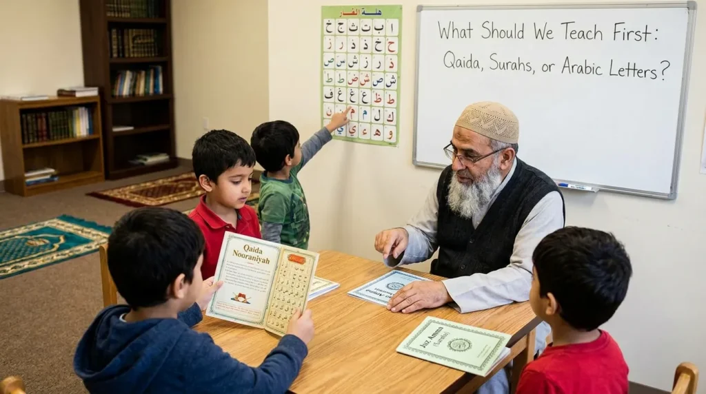 What Should We Teach First: Qaida, Surahs, or Arabic Letters?
