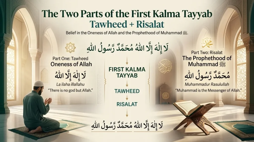 The Two Parts of the First Kalma Tayyab