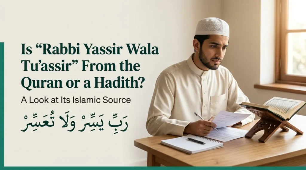 Is "Rabbi Yassir Wala Tu'assir" From the Quran or a Hadith?